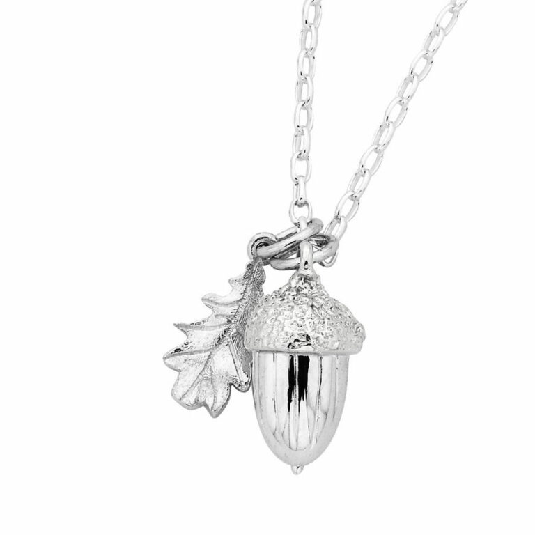 Karen Walker acorn and leaf pendant necklace in silver